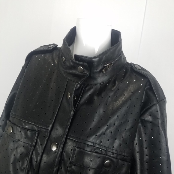 NWT GUESS Vegan Leather Moto Jacket Black Size Large - Picture 4 of 8
